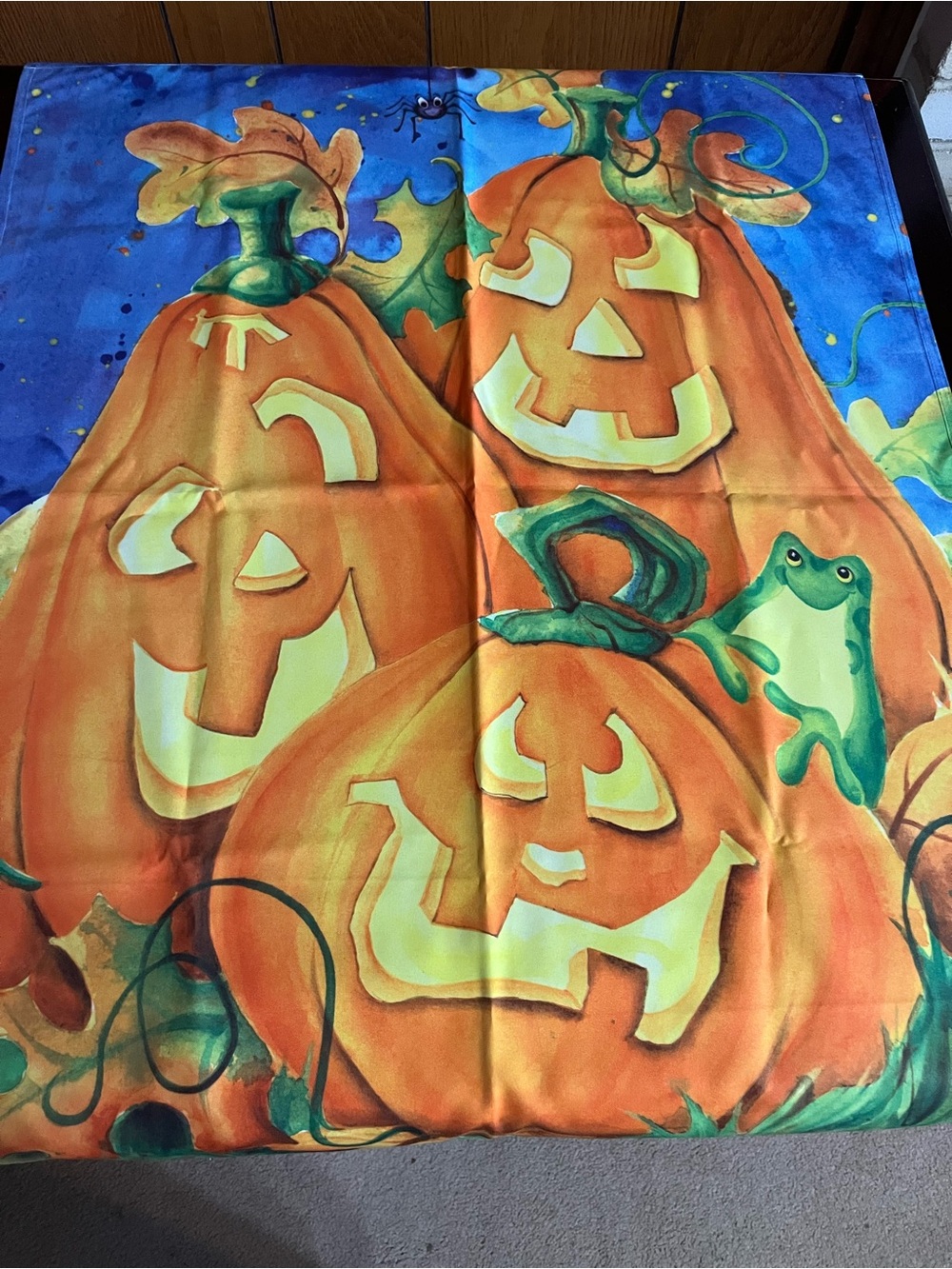 Festive Orange Pumpkin Jack-O'-Lantern Decorative Flag - Halloween Accent